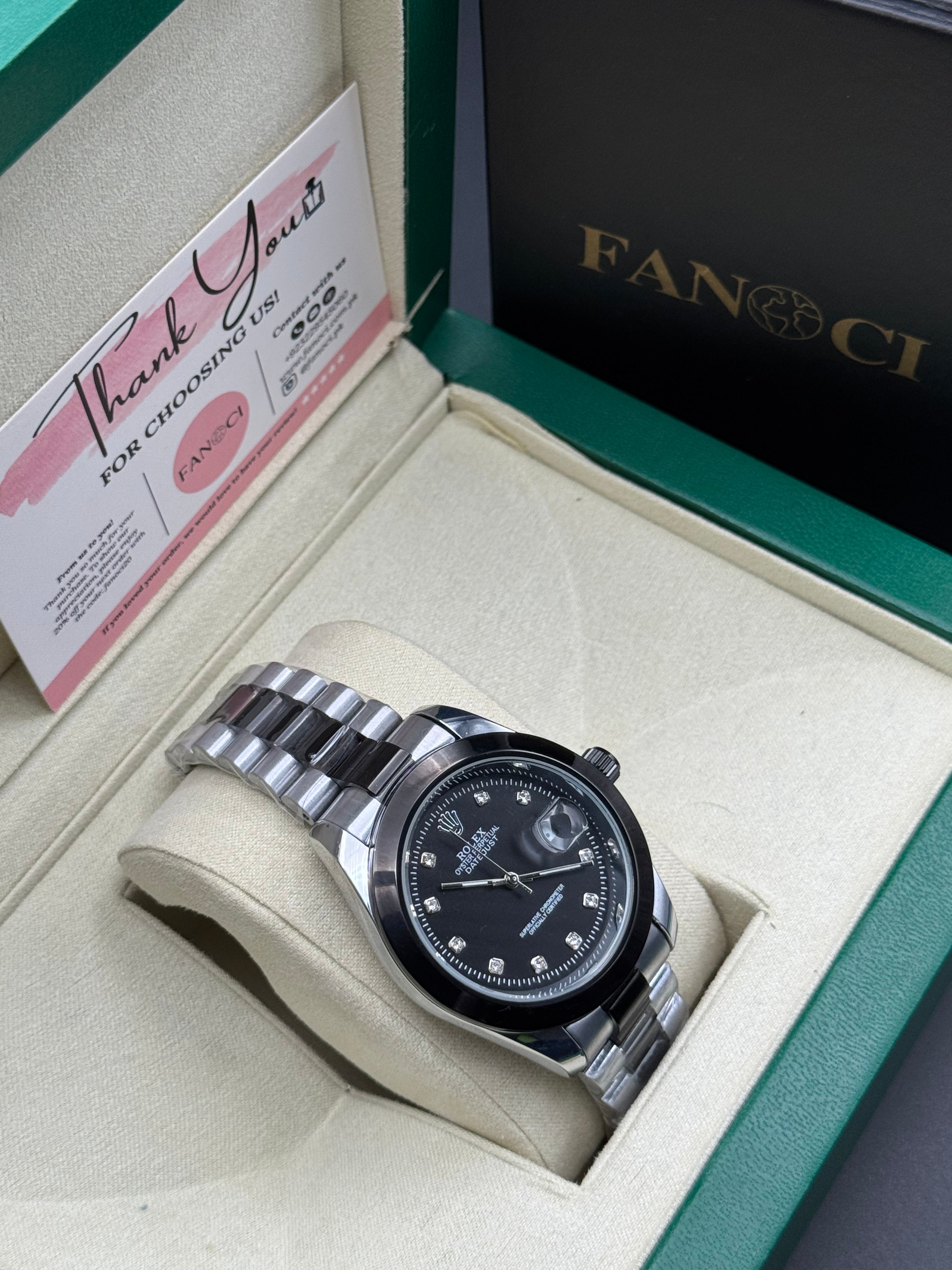 Rolex Diamond Oyster Black Date Just