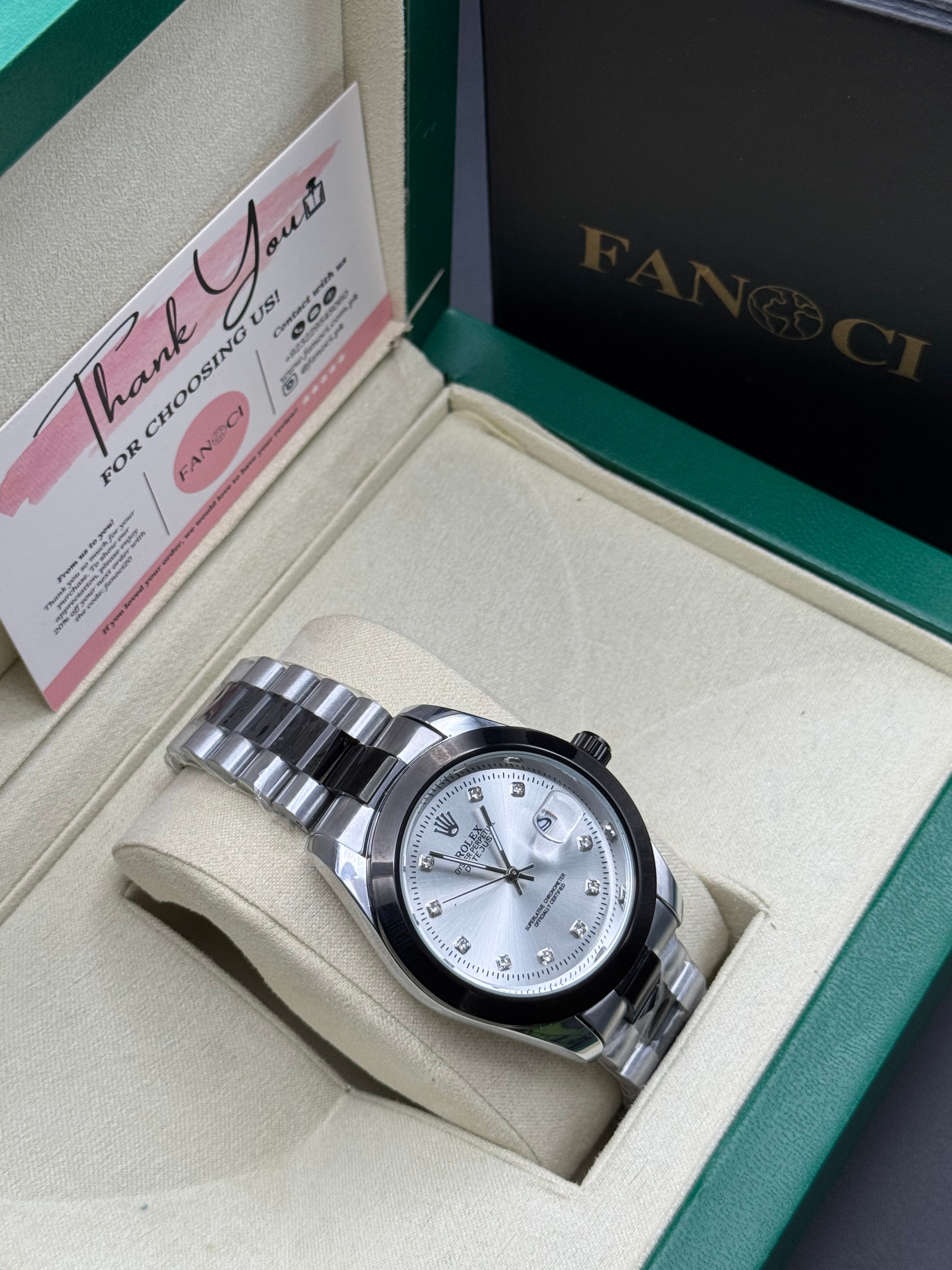 Rolex Diamond Oyster White Date Just